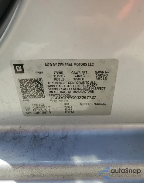 2018 Chevrolet Silverado C1500 Custom from USA, damaged, VIN 1GCRCPEC0JZ267727